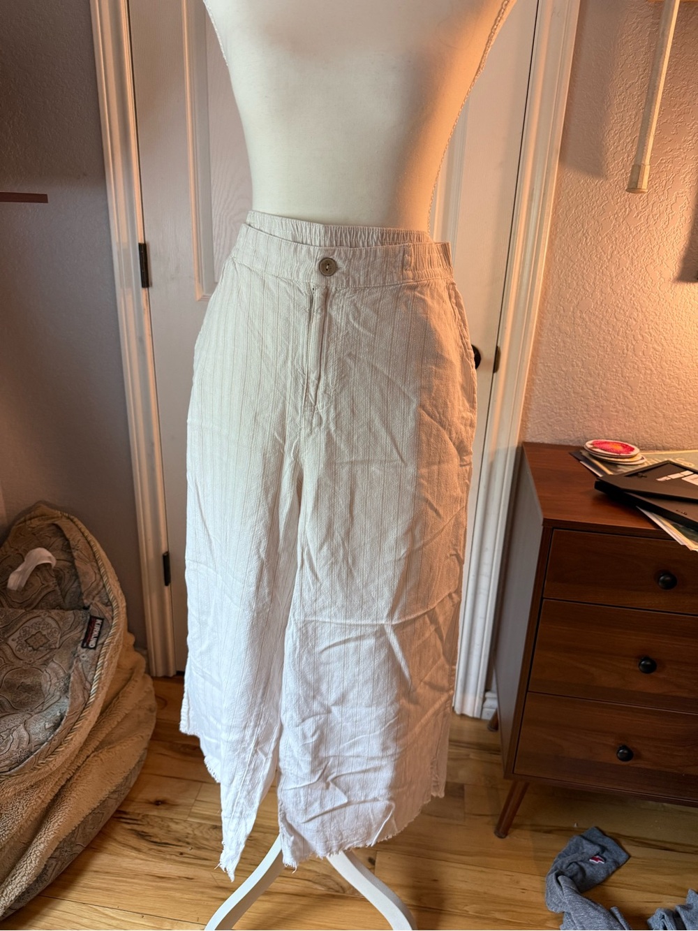 Carve Designs Lightweight Wide-Leg Cream Linen Blend Pants
